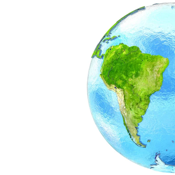 Amérique du Sud sur le modèle de la Terre — Photo