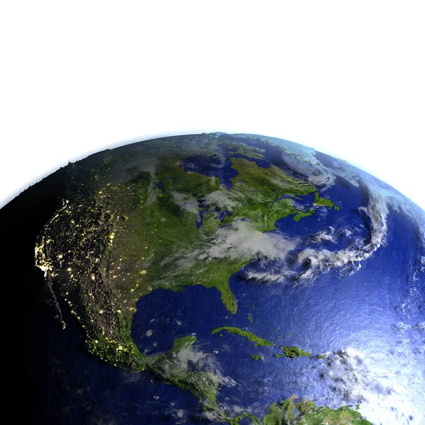 Central and North America on realistic model of Earth — Stock Photo, Image