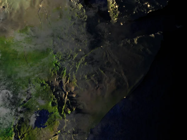 晚上在现实的模型，地球上非洲之角 — 图库照片