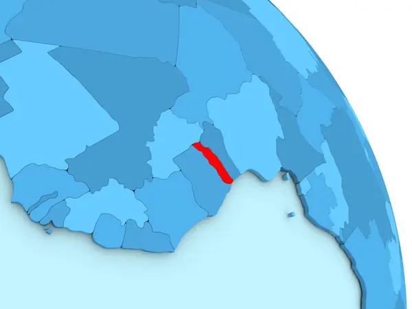 Togo em azul globo político — Fotografia de Stock