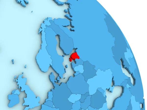 Estonia na niebieski Globus polityczny — Zdjęcie stockowe