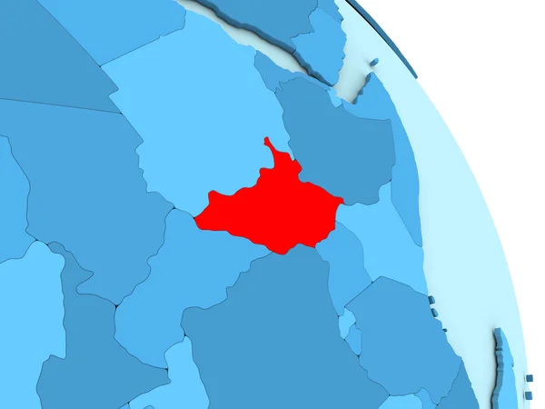 Dél-Szudán a kék politikai földgömb — Stock Fotó