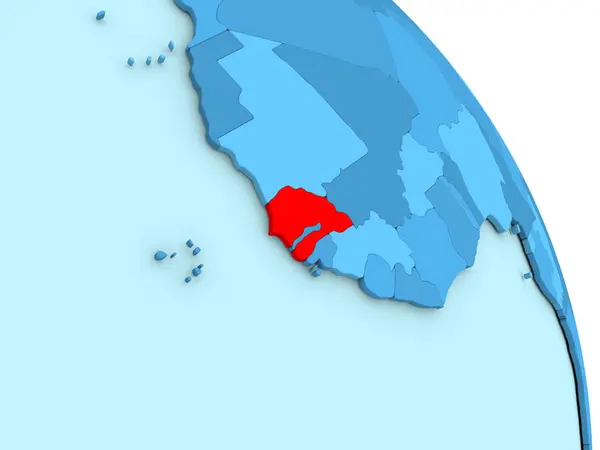 Сенегал на голубом политическом шаре — стоковое фото