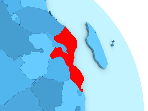 Mozambik mavi siyasi dünya üzerinde — Stok fotoğraf