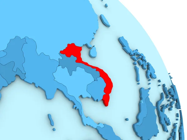 Wietnam na niebieski Globus polityczny — Zdjęcie stockowe