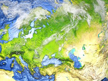 Batı ve Orta Asya yeryüzünde - görünür okyanus tabanı