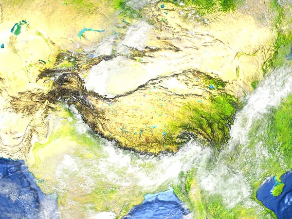 Kina och Mongoliet regionen på jorden - synliga havsbotten — Stockfoto
