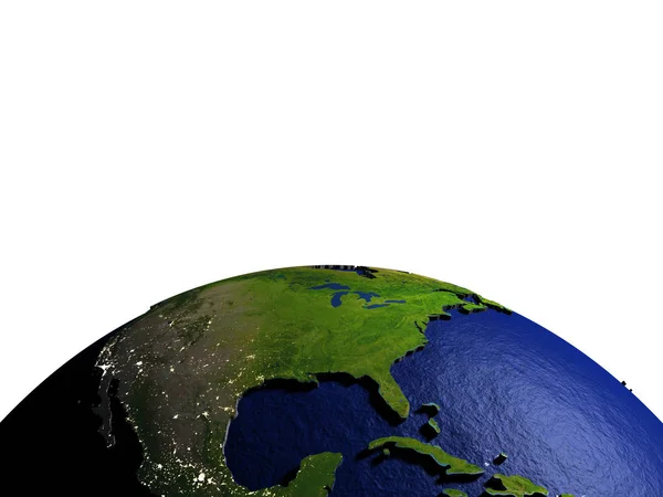 North America on model of Earth with embossed land — Stock Photo, Image