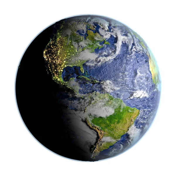 Americas op aarde geïsoleerd op wit — Stockfoto