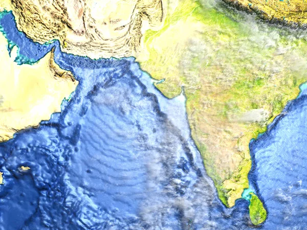印度次大陆上地球-可见海底 — 图库照片