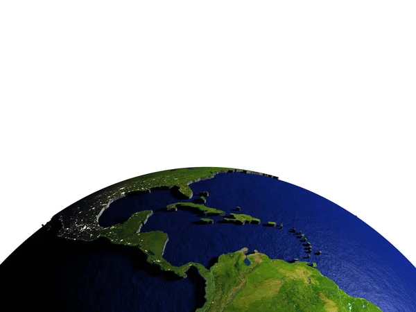 Central America on model of Earth with embossed land — Stock Photo, Image