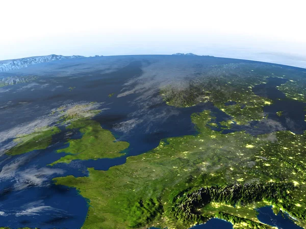 Západní Evropa na planetě Zemi — Stock fotografie