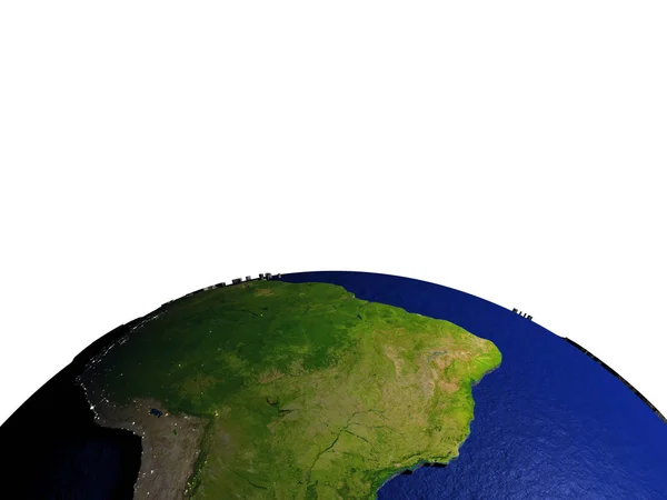 Zuid-Amerika op het model van de aarde met reliëf land — Stockfoto