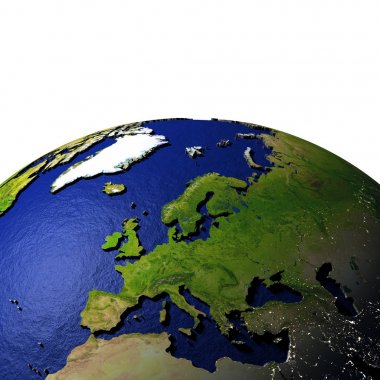 Avrupa dünya modeli ile kabarık arazi üzerinde