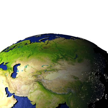 Orta Asya kabarık arazi ile Dünya'nın modeli