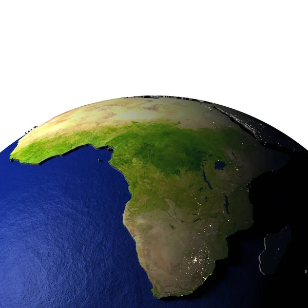 Αφρικής σχετικά με το μοντέλο της γης με ανάγλυφο της γης — Φωτογραφία Αρχείου