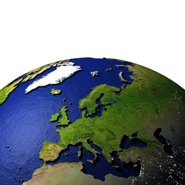 Avrupa dünya modeli ile kabarık arazi üzerinde
