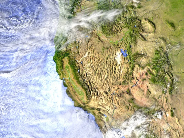 Δυτική ακτή των ΗΠΑ σχετικά με ρεαλιστικό μοντέλο της γης — Φωτογραφία Αρχείου