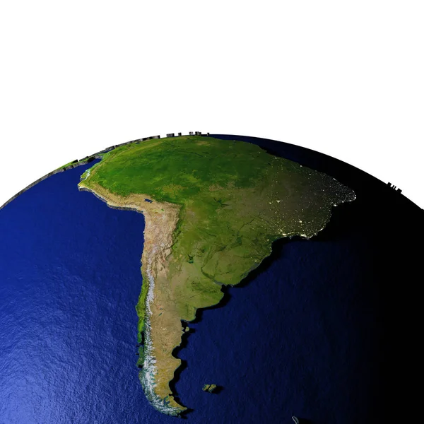 Jižní Amerika na model země s reliéfní půdy — Stock fotografie