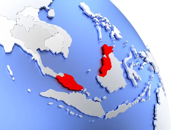 Малайзія на елегантному глобус — стокове фото
