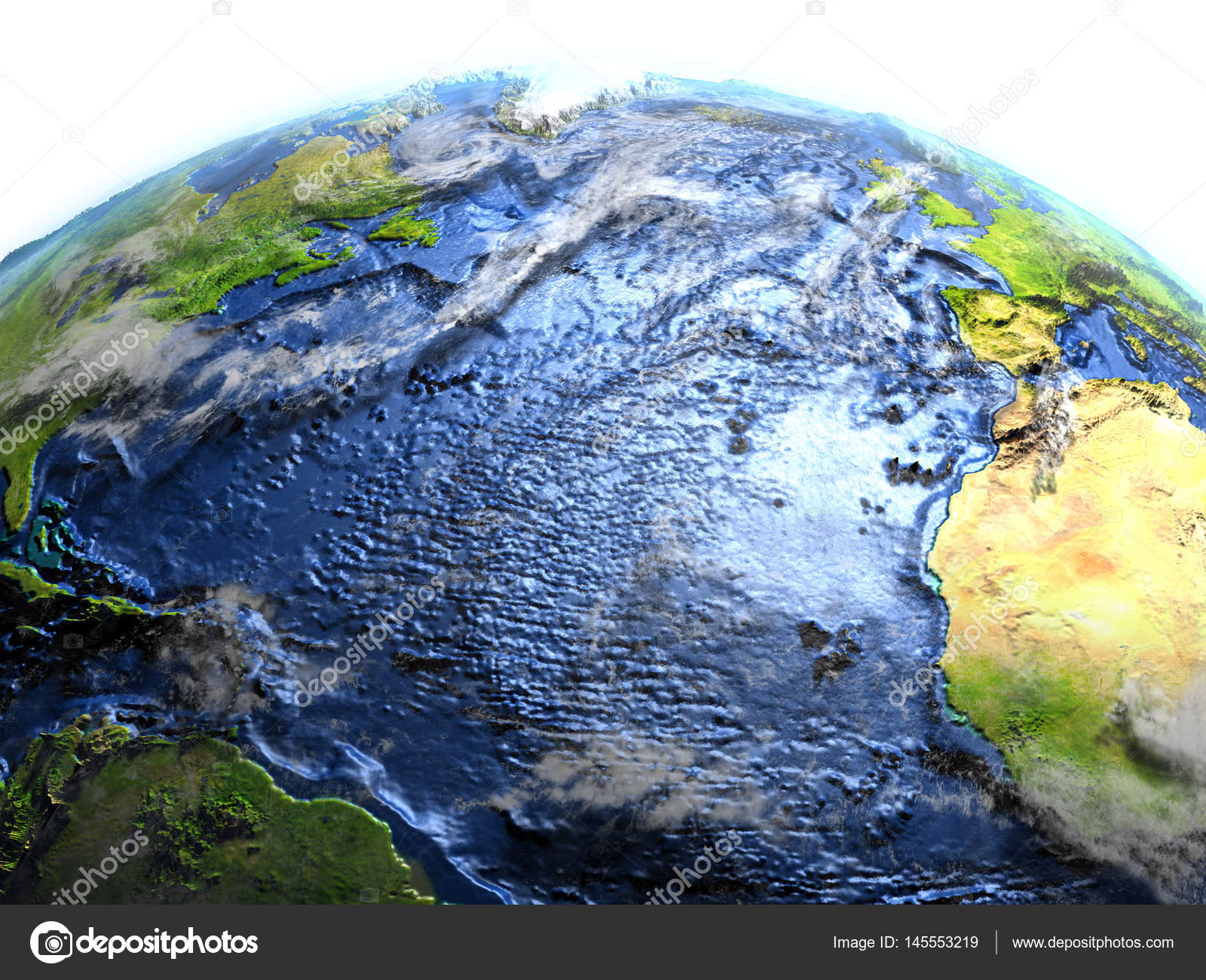 3d Model Of Ocean Floor Atlantic Ocean On Earth Visible Ocean