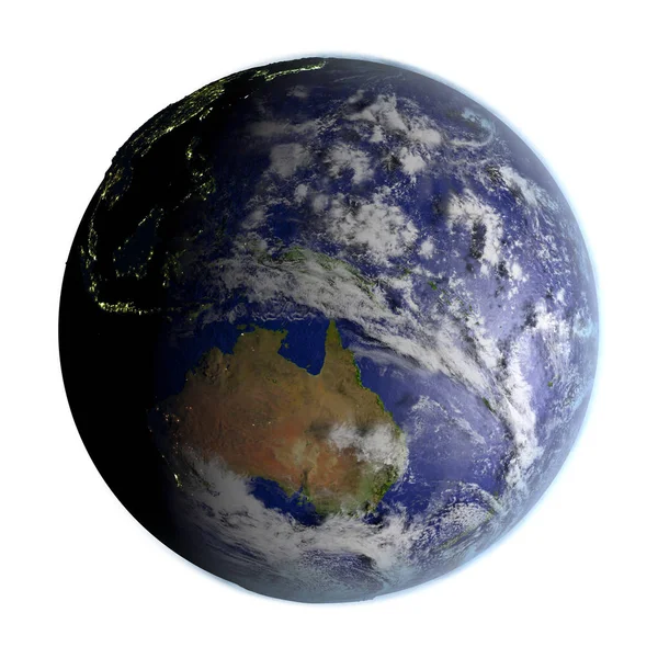 Australie sur Terre isolé sur blanc — Photo