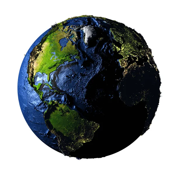 Emisfero settentrionale sulla Terra isolato su bianco — Foto Stock