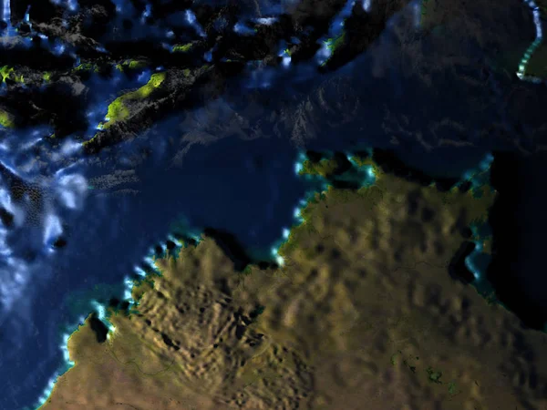 Northern Australia on Earth - visible ocean floor — Stock Photo, Image