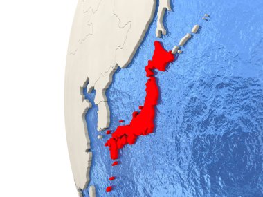 3D küre üzerinde Japonya 