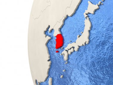Güney Kore 3d Globe 
