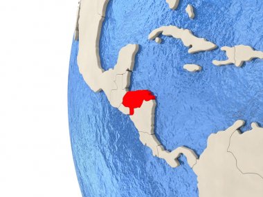 Honduras on 3D globe 