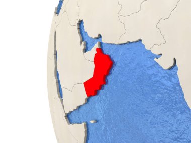 Oman on 3D globe 