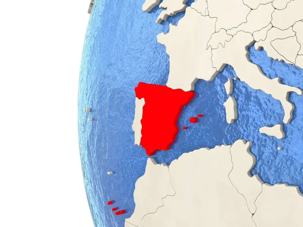 Spain on 3D globe — Stock Photo, Image