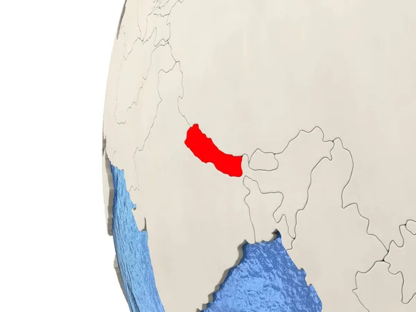 3d dünya üzerinde Nepal — Stok fotoğraf