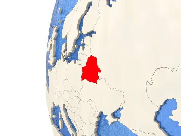 Belarus on 3D globe — ストック写真