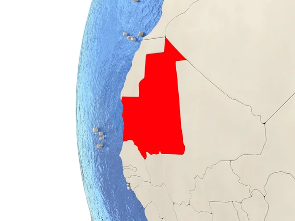 Мавританія на 3d-моделі Землі — стокове фото