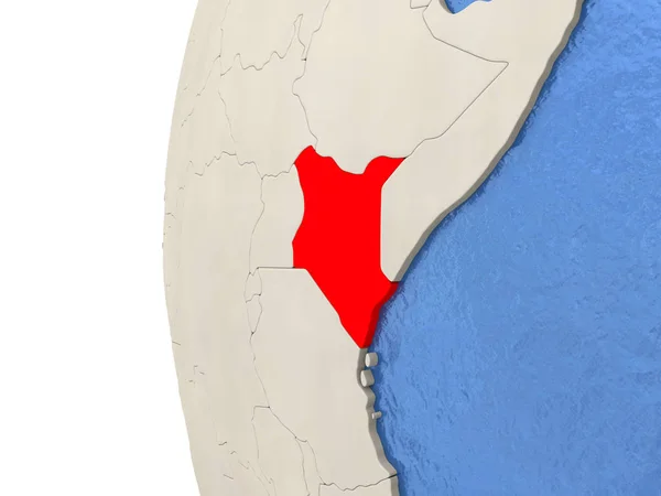 Kenya on 3D globe — Φωτογραφία Αρχείου