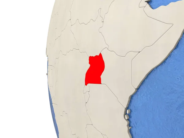 Uganda em 3D globo — Fotografia de Stock