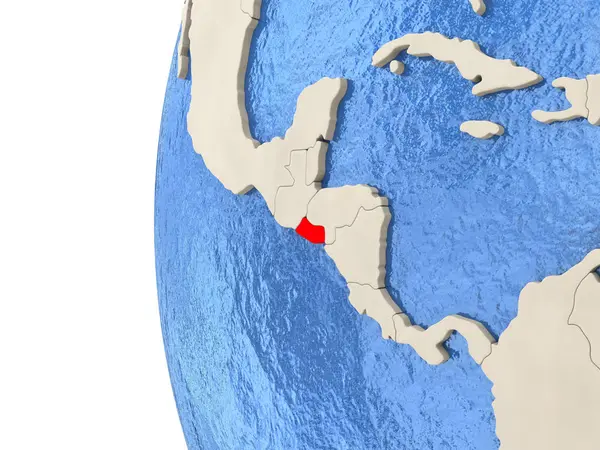 El Salvador on 3D globe — Zdjęcie stockowe