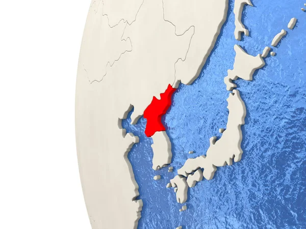 Korea Utara pada globe 3D — Stok Foto