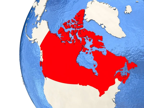 Canada on 3D globe — Zdjęcie stockowe