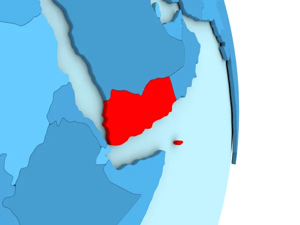 Yemen sul globo politico blu — Foto Stock