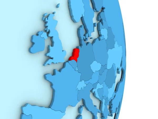 Paesi Bassi sul globo politico blu — Foto Stock