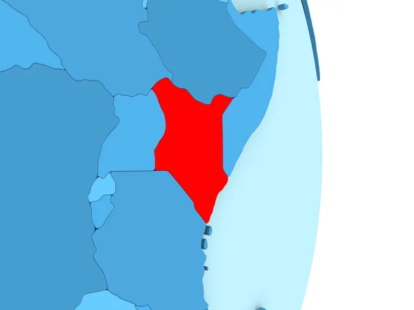 Kenia na niebieski Globus polityczny — Zdjęcie stockowe