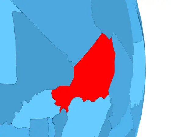 Niger op blauwe politieke wereldbol — Stockfoto