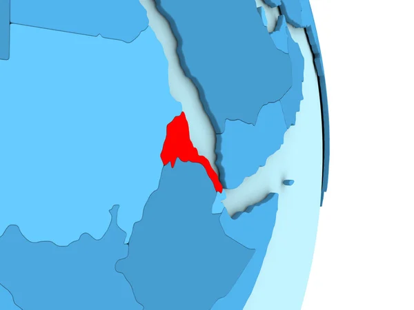Erytrea na niebieski Globus polityczny — Zdjęcie stockowe