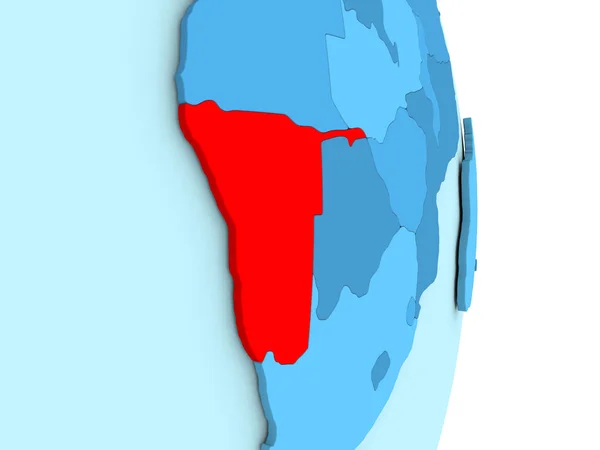 Намибия на голубом политическом глобусе — стоковое фото