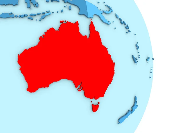 Австралия на голубом политическом глобусе — стоковое фото