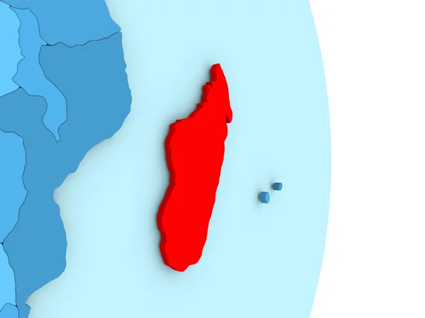 Madagaskar op blauwe politieke wereldbol — Stockfoto