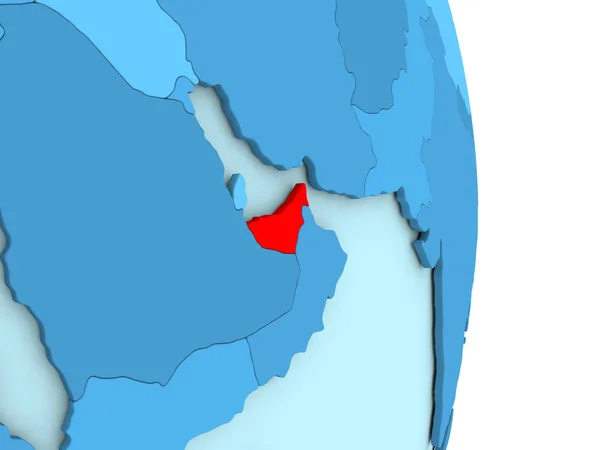 Vereinte arabische Emirate auf blauem politischem Globus — Stockfoto